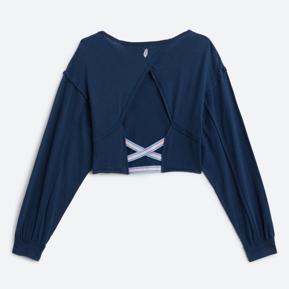 Free People Movement Backstage Navy Workout Open Back Crop Top size small